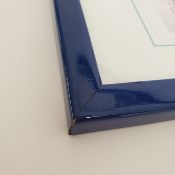 Mykonos Style 'Greek House by the Sea' Cobalt Blue Matted Framed Wall Art Print - Picture 2 of 3